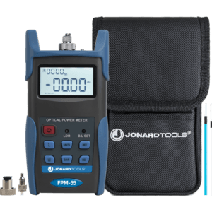 Fiber Optic Power Meter with Data Storage (-50 to +26 dBm) and FC/SC/LC Adapters